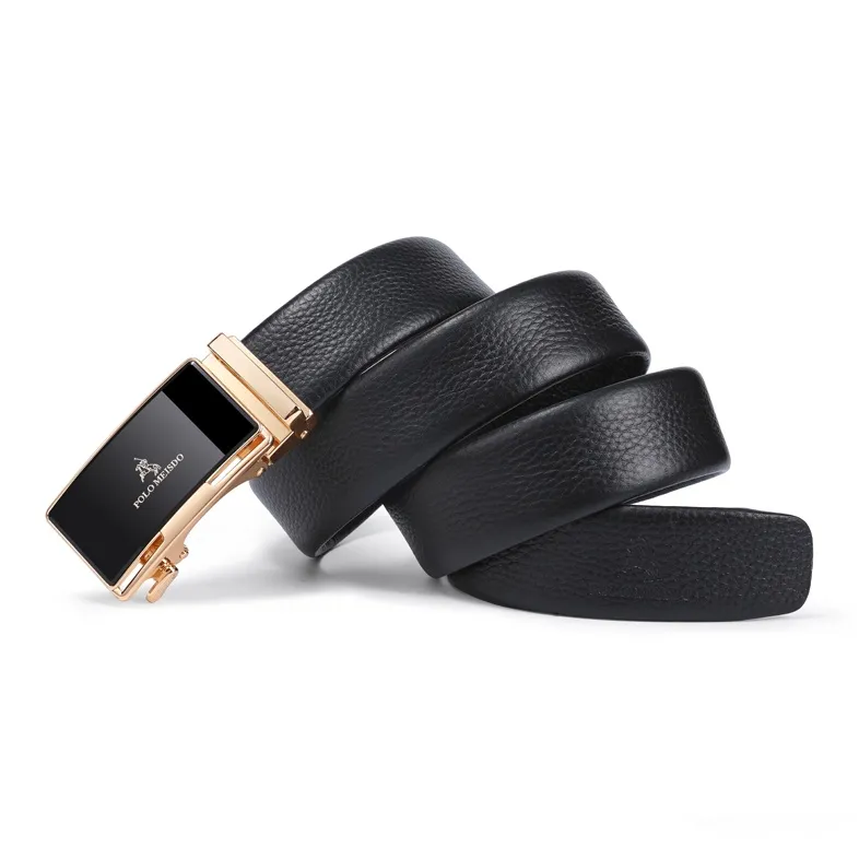 POLOMEISDO Top Grain Cow Leather Cow Leather Belt Business Casual Brand Belt Men's Gunmetal Width 3.5cm-7