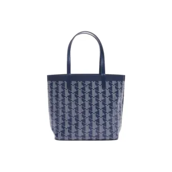 LACOSTE Coated Canvas Tote Bag, Shopping Bag, Handbag Small Size Women's Blue