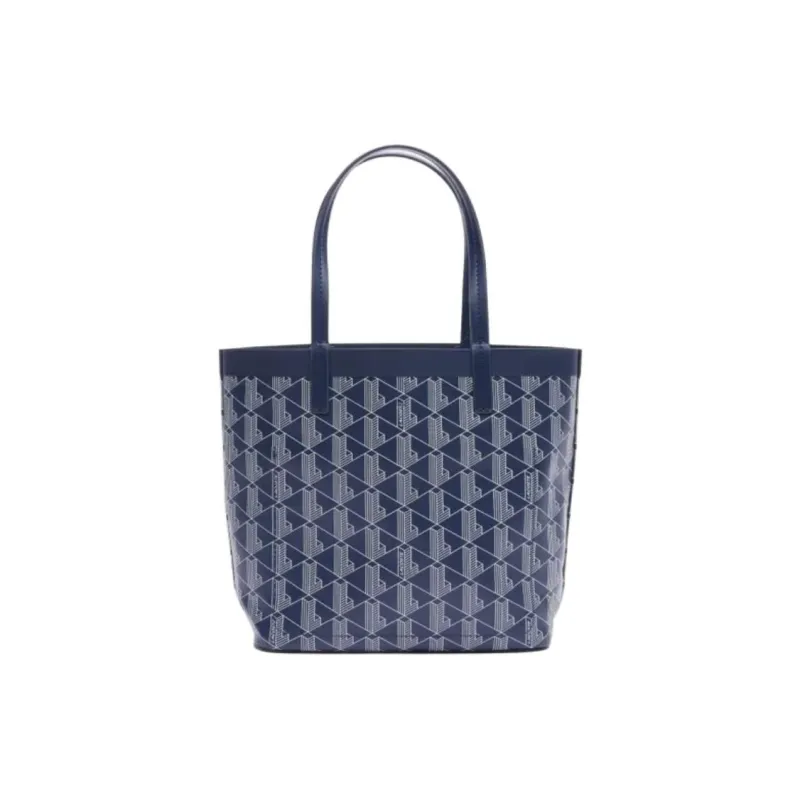 LACOSTE Coated Canvas Tote Bag, Shopping Bag, Handbag Small Size Women's Blue-0