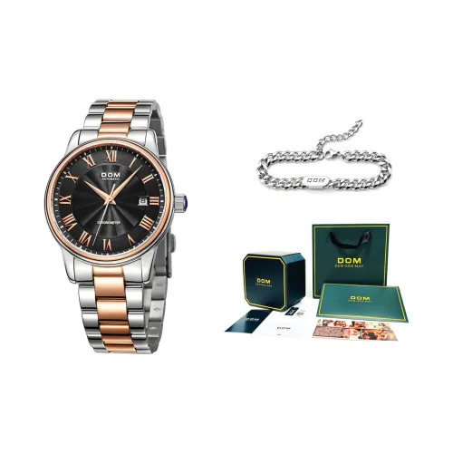 DOM Mechanical Movement Steel Strap Watch Men's Watches Black Dial