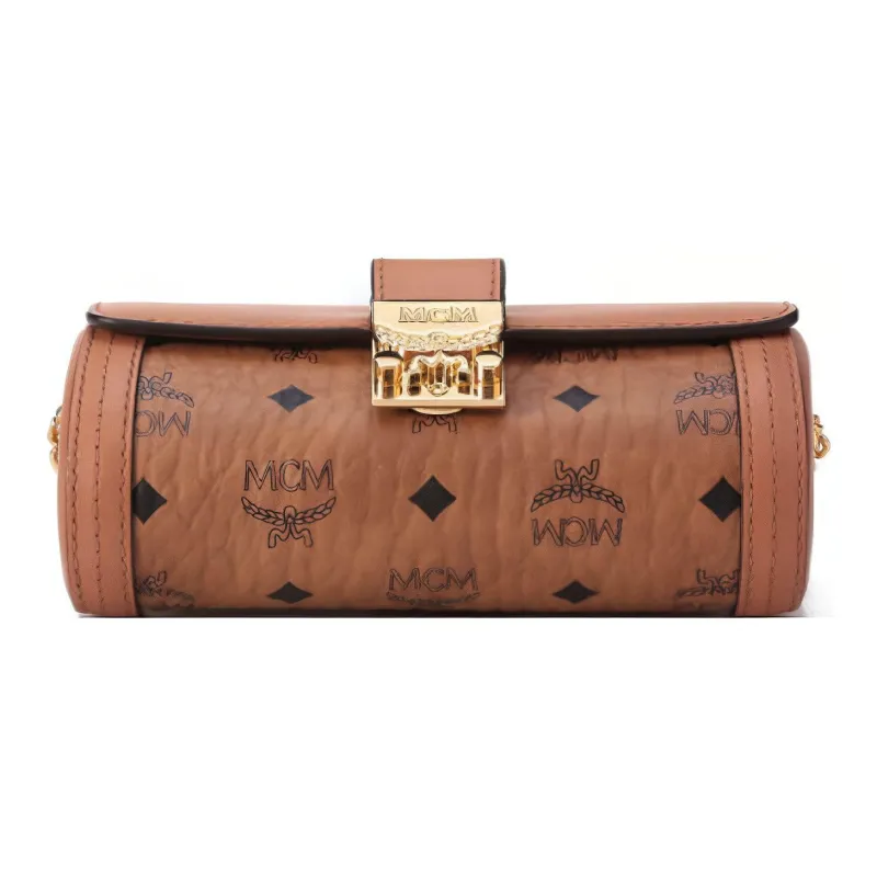 MCM Tracy Visetos Leather Cylinder Bag, Crossbody Bag, Shoulder Bag Women's-1