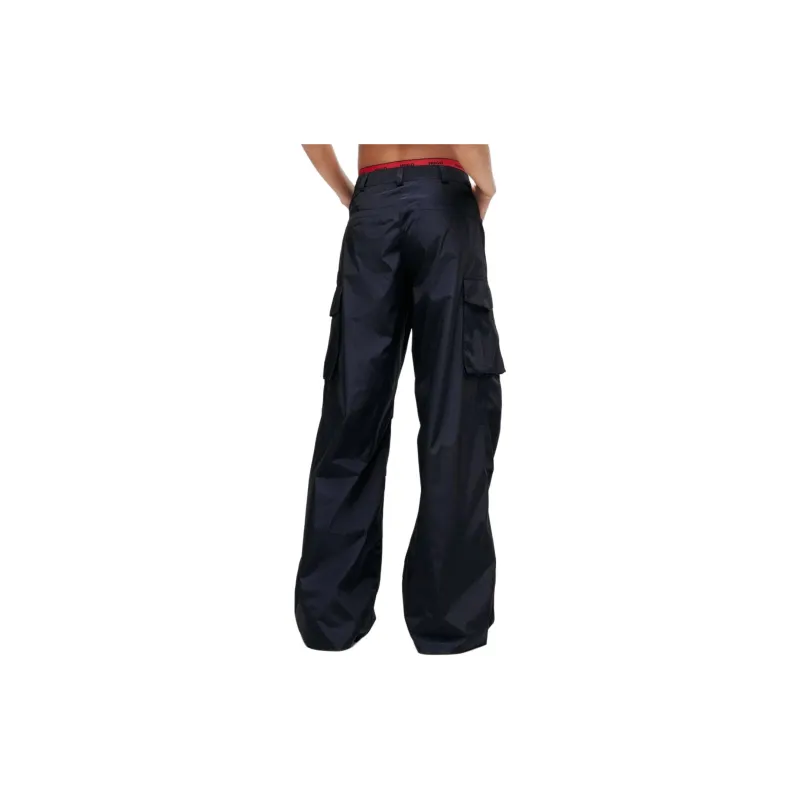 HUGO BOSS Relaxed-Fit Cargo Trousers With A Wide Leg Cargo Pants Women's Blue-2