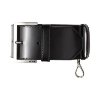 PRADA Leather Bag Shoulder Strap Women's Black