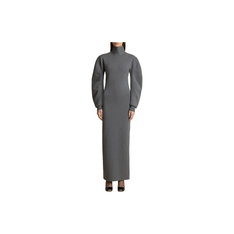 KHAITE Storm High Neck Midi Dress-1
