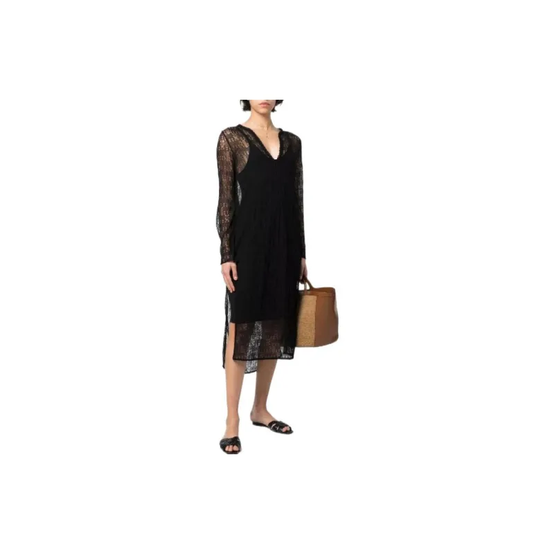 SAINT LAURENT V Neck Long Sleeved Dress-1