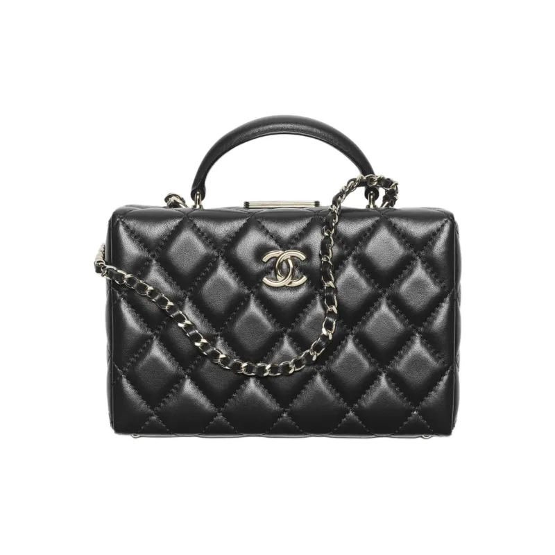 CHANEL Sheepskin Box Bag, Shoulder Bag, Crossbody Bag, Handbag Trumpets Women's Black-0