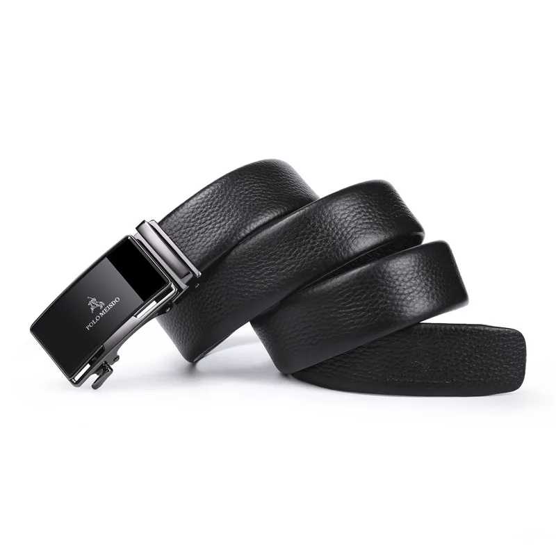 POLOMEISDO Top Grain Cow Leather Cow Leather Belt Business Casual Brand Belt Men's Gunmetal Width 3.5cm-2