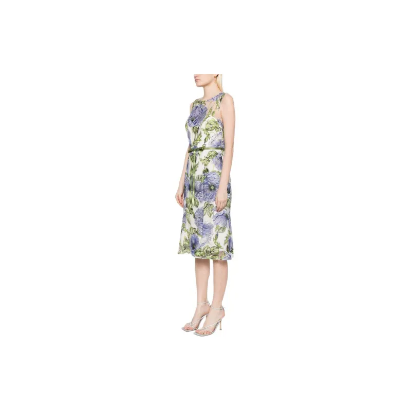 Marchesa Notte Floral-embroidered Tulle Midi Dress-3