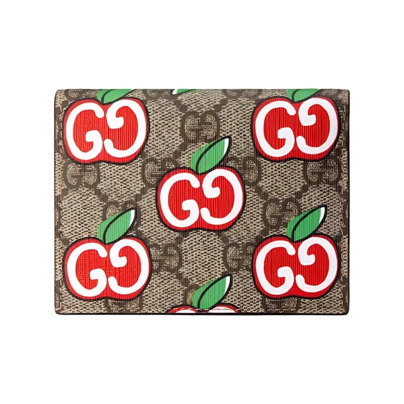 GUCCI Valentine's Day Collection Canvas With Leather Card Holder, Wallet Women's Ebony/Red-2