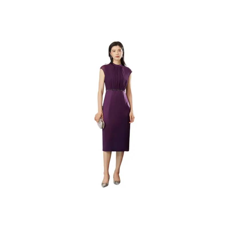BBLLUUEE Sleeveless Dress Women's Purple Bamboo-1
