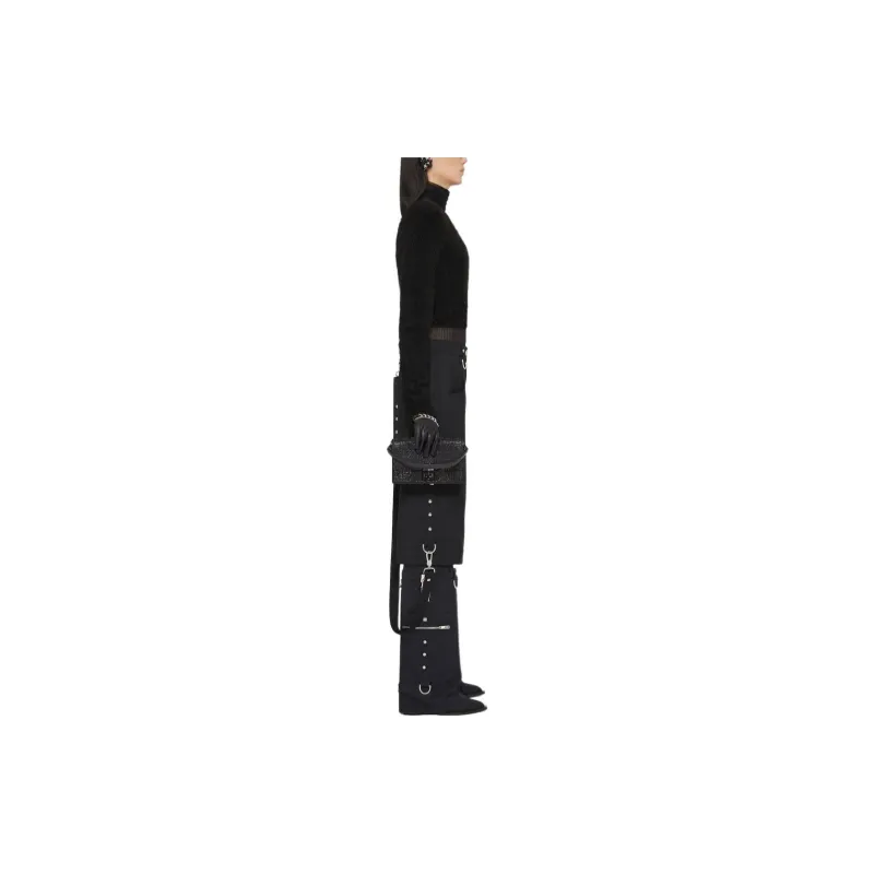 GIVENCHY SS24 Cropped Asymmetrical Sweater In Alpaca Wool Sweater Women's Black-3