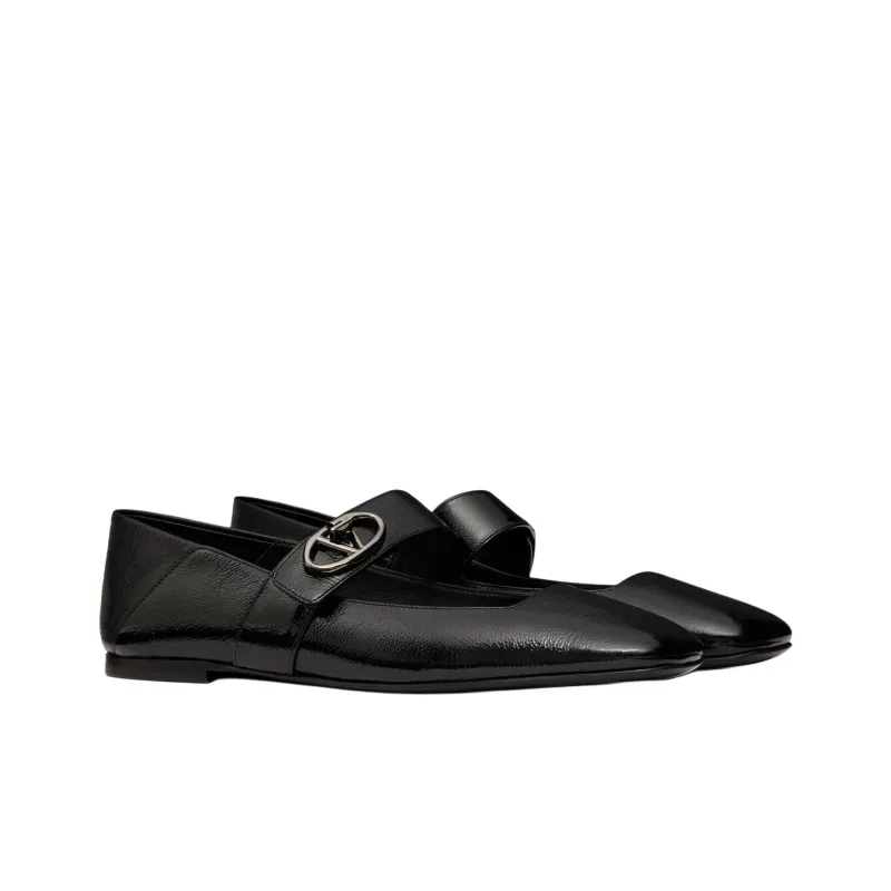 Valentino Vlogo Locker Flat Casual Single Shoes Women's Black-2