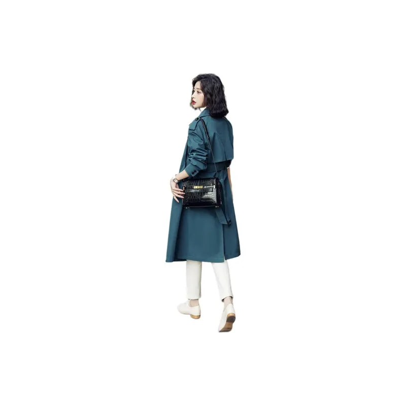 Yi Mengyuan Trench Coat Women's Ink Blue-3