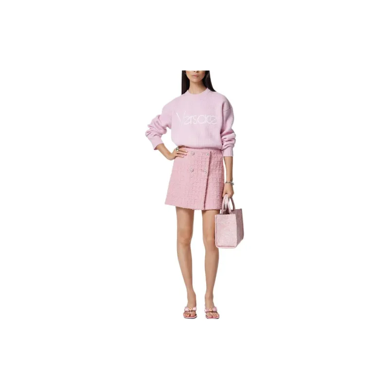 VERSACE Logo Embroidered Knitted Jumper-1