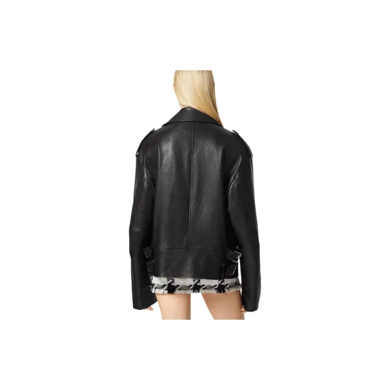 VERSACE FW22 Leather Jacket Women's Black-2