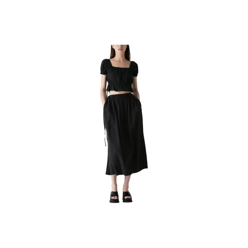 UNIQLO Casual Long Skirts Women's Black-1
