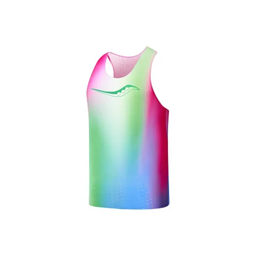 Saucony Tank Tops Men Dazzling Green And Pink Combo