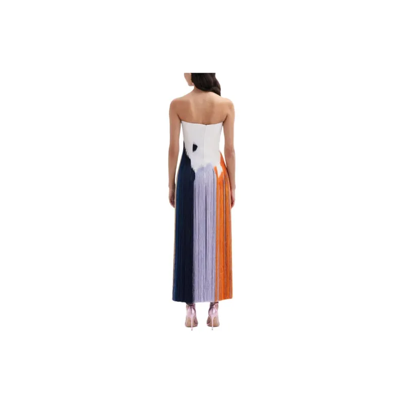 Oscar De La Renta Brushstroke-print Fringed Maxi Dress-2