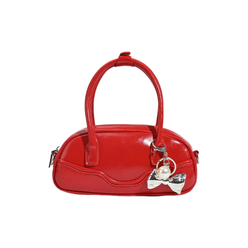 NOMK PU Crossbody One Shoulder Handbag Women's Black/Red/Silver-3