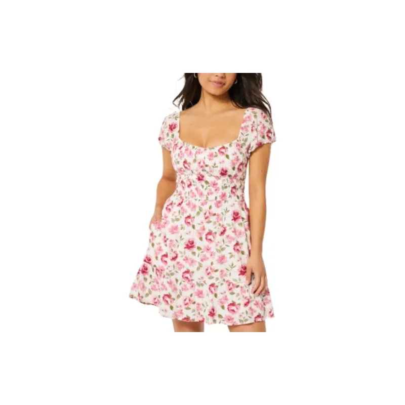 Hollister Short-Sleeved Dresses Women's White Floral-1