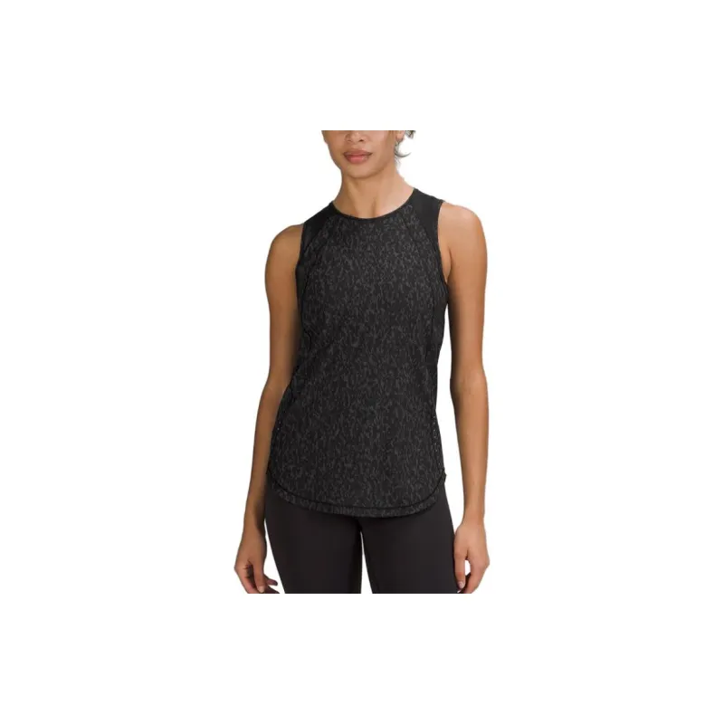 Lululemon Sleeveless Sports Shirts Women's Leopard Print Camouflage Dark Coal Mix/Black-2