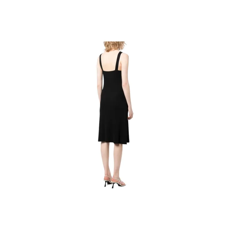 VINCE V-neck Ribbed-knit Midi Dress-2