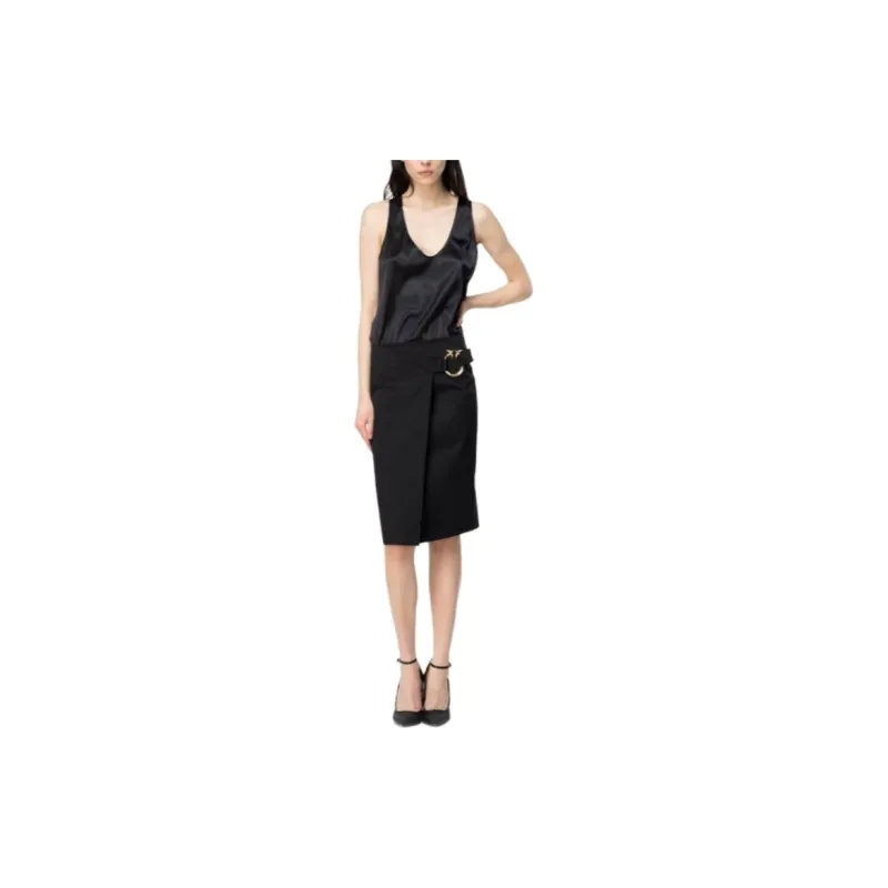PINKO Love Birds Satin Midi Skirt-5