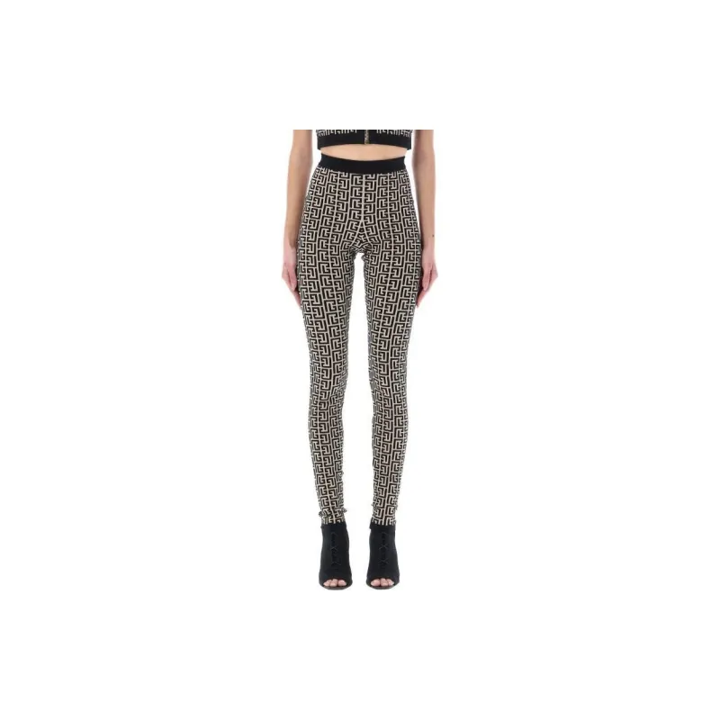 BALMAIN Monogram-print High-waisted Leggings-2