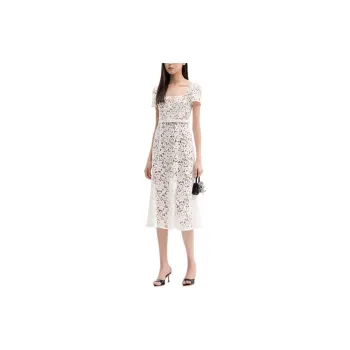 Self portrait Short Sleeved Dress Women's Pure White