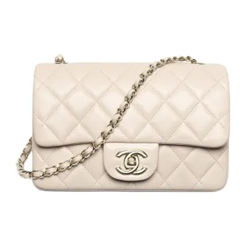 CHANEL Sheepskin Crossbody Bag, Shoulder Bag Mini Women's Light Beige