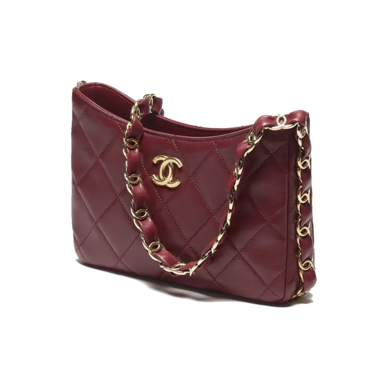 CHANEL Sheepskin Hippie Bag, Handbag, Shoulder Bag Women's Burgundy-1
