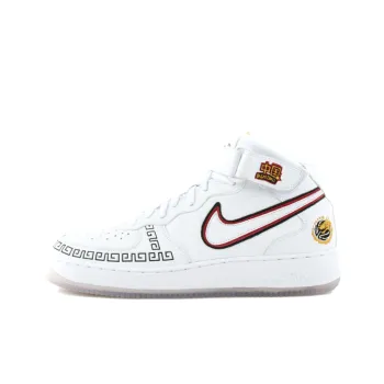 Nike Air Force 1 Wear Resistant Mid Top Basketball Shoes Men's White Red