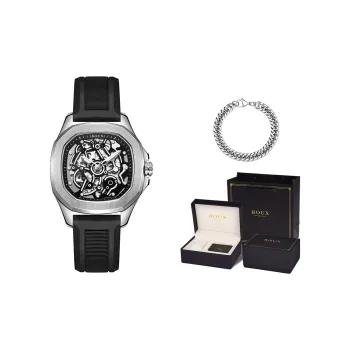 BOUX Galaxy Series Xiongxin Engine Automatic Mechanical Movement Silicone Strap Watch Men's Watches Cut Out Dial