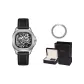 Silver Case with Black Strap+18mm Cuban Bracelet