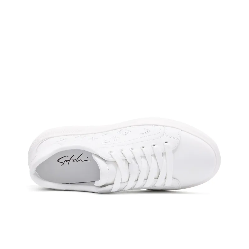 Satchi Slip Resistant Cushioning, Abrasion Resistant, Height Increasing Low Top Skateboard Shoes Men's White 4.5cm-3