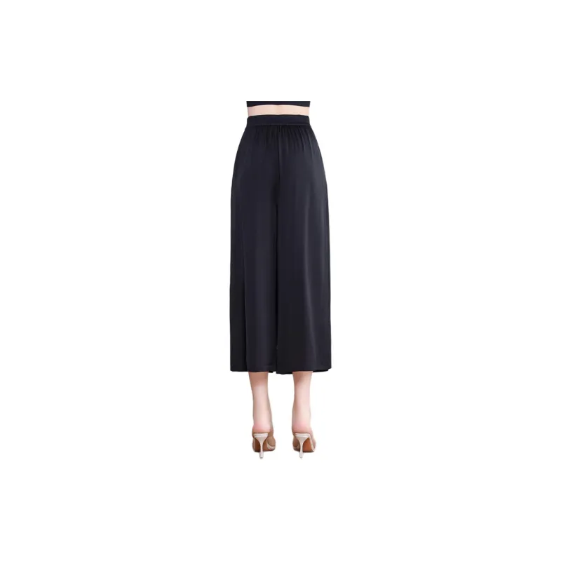 Yi Mengyuan Silk Casual Pants Women's Black-3