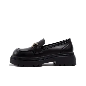 TUOPIN British Style, Japanese Style Elegant, Small Leather Shoes Loafers 5cm Women's Black