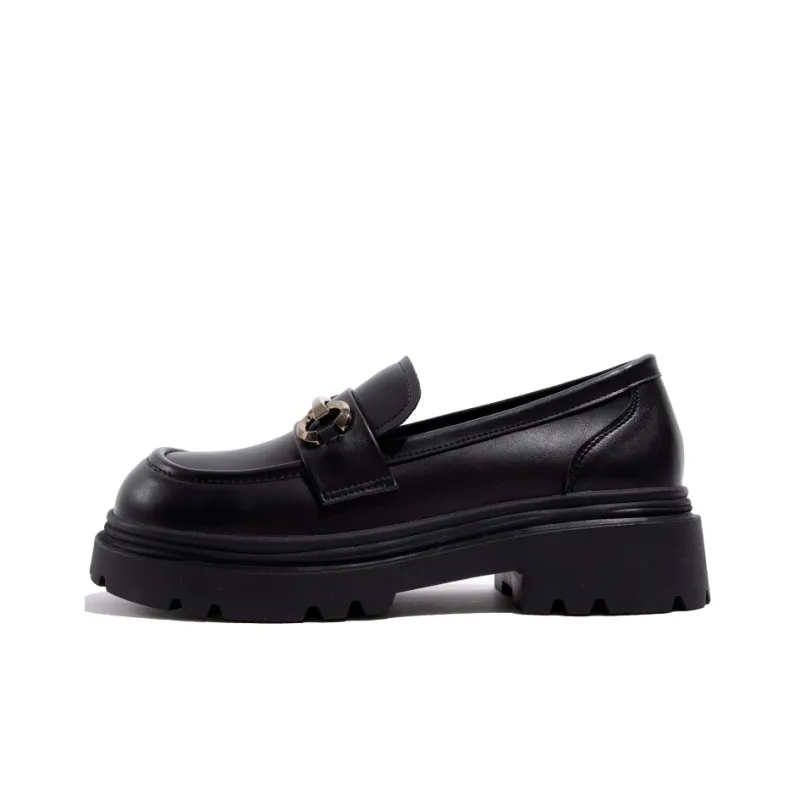 TUOPIN British Style, Japanese Style Elegant, Small Leather Shoes Loafers 5cm Women's Black-0