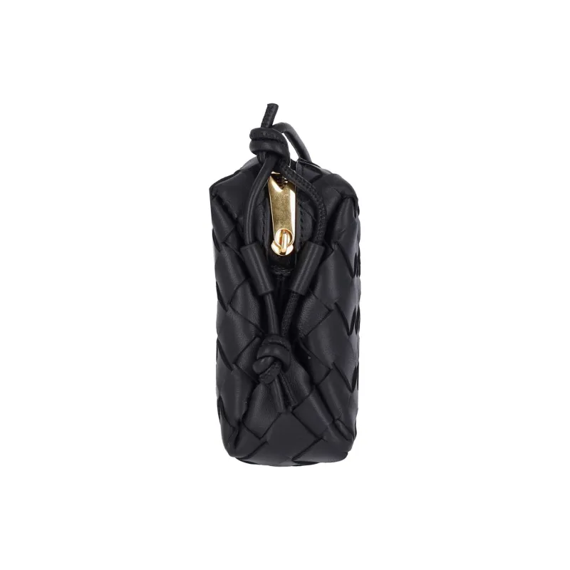 Bottega Veneta Lambskin Crossbody Bag, Shoulder Bag Mini Women's Black-3