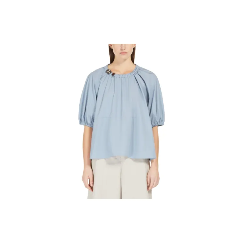 'S MAX MARA Tatiana Collection Cotton Poplin Blouse Shirt Women's Blue-1