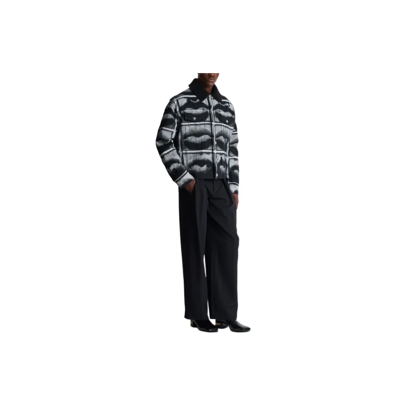 BALMAIN Lips print Denim Jacket-4