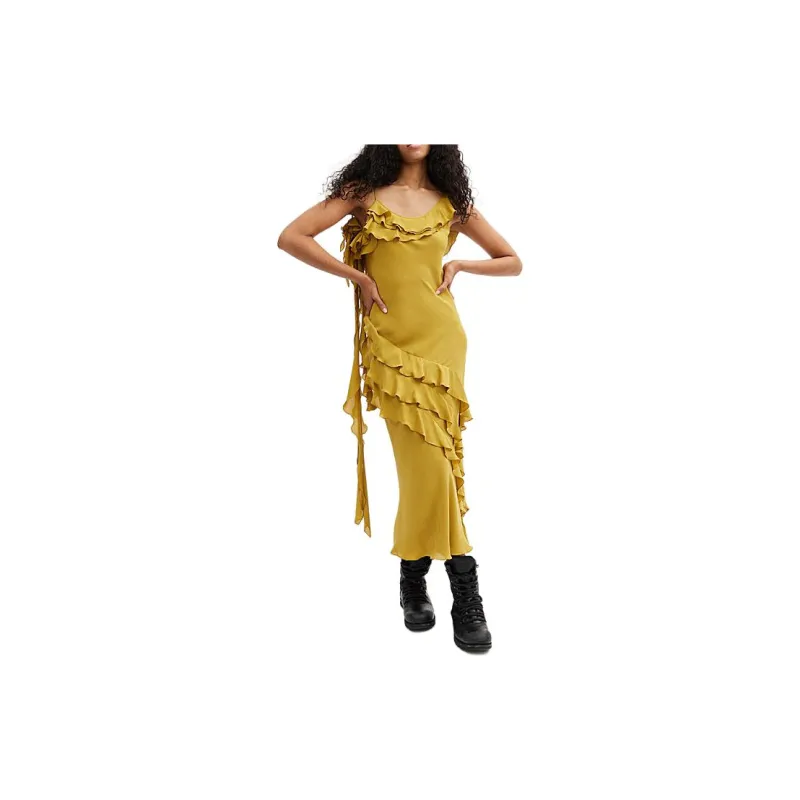COACH Slip Dress Women's Dark Yellow-1