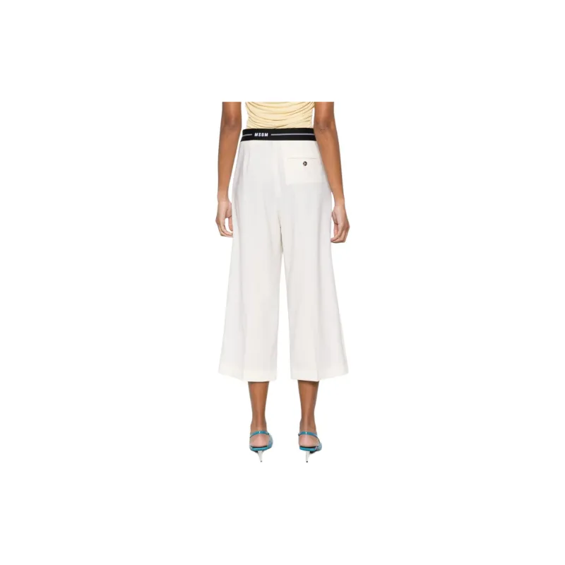 MSGM Logo waistband Cropped Trousers-2