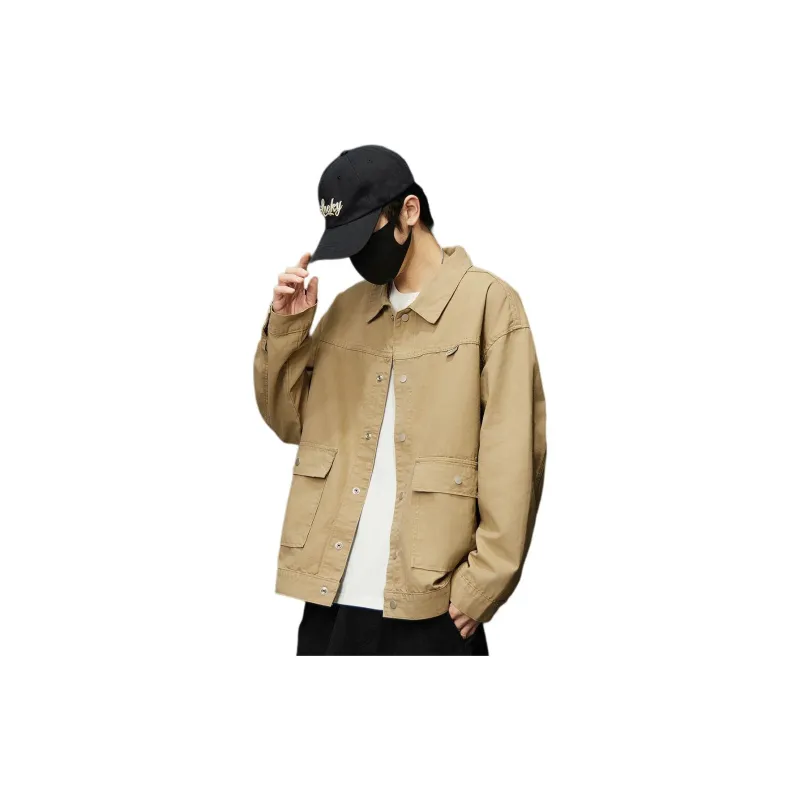Tonlion Denim Jackets Unisex Khaki-1