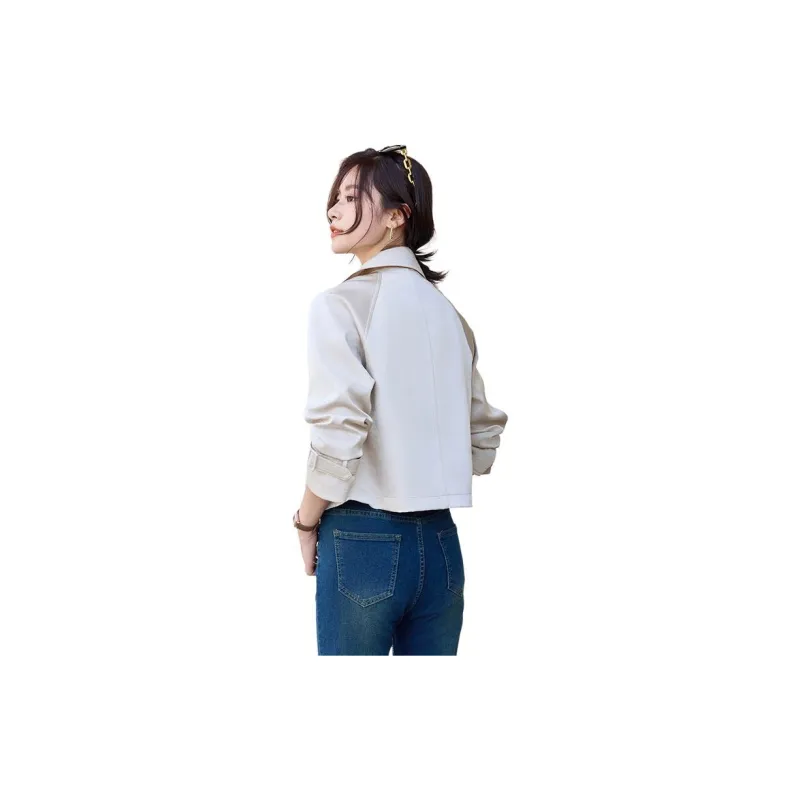 Yi Mengyuan Cropped Trench Coat Women's-6