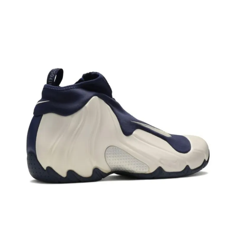 Nike Flightposite Air Slip Resistant Mid Top Vintage Basketball Shoes Men's Beige Blue-3