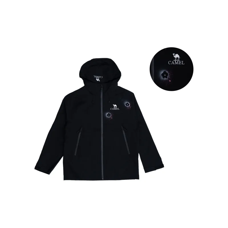 CAMEL All-weather Waterproof Breathable Wear-Resistant Lightweight Windbreaker Jacket Unisex Phantom Black-1