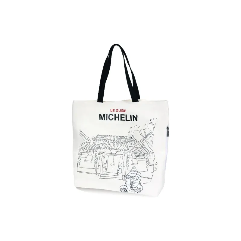 Michelin Canvas Bag, Tote Bag, Shopping Bag, Handbag, Shoulder Bag Regular Unisex White Siheyuan Style-2