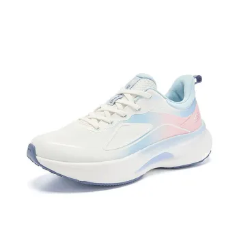 QIAODAN Iridescent 5.0 Anti Slip Wear Resistant Low Top Running Shoes Women's White Blue Pink