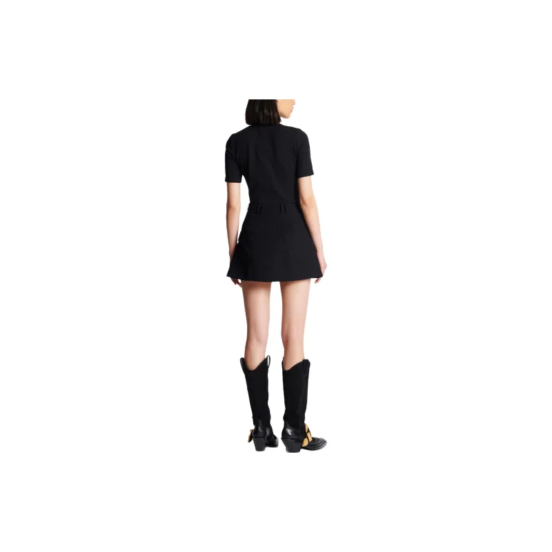 BALMAIN Logo Button Mini Skirt-4